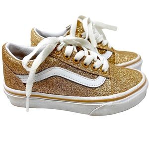 Vans Sneakers Low Top Ski 8 Kids Girls Gold Glitter Size 11